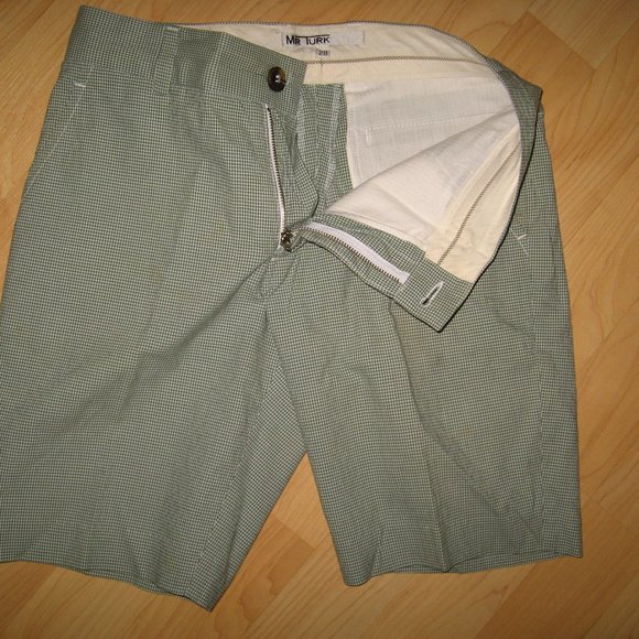 🩳 Mister Mr. Trina Turk Green Gingham Plaid Men's Shorts 28 - Picture 2 of 7